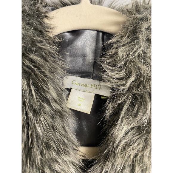 Garnet Hill Womens Medium Faux Fur Teddy Shag Vest Jacket Gray Witchy Punk - Picture 3 of 4